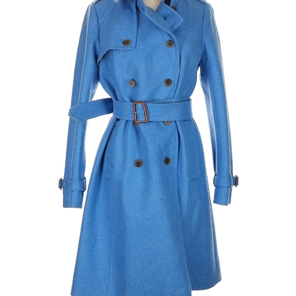 J. Crew Sky Blue Trench Coat - Picture 2 of 5